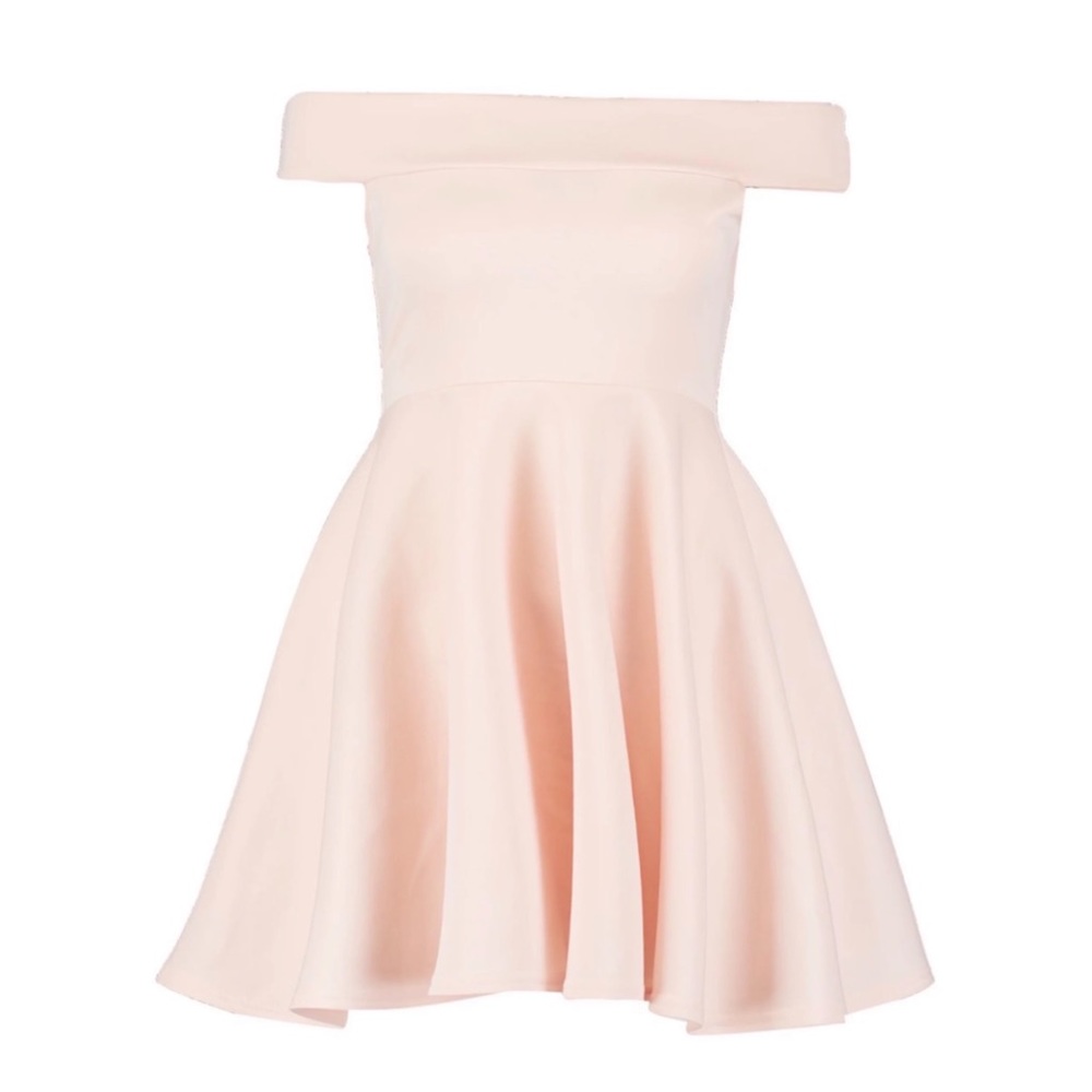 Off the shoulder skater dress - blush color